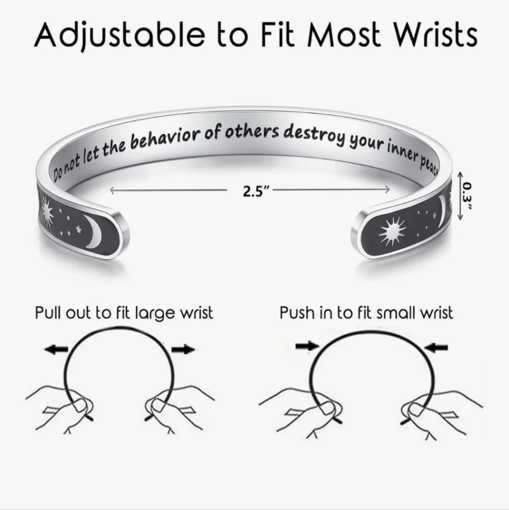 Silver and Black Celestial Cuff Bracelet